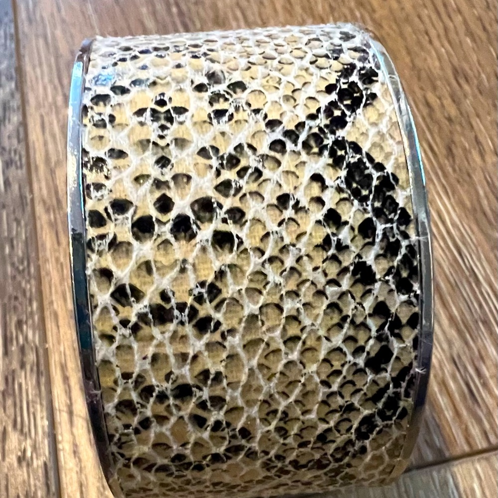 Faux snake skin/ silver cuff bracelet